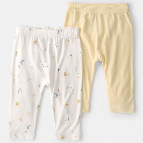 Baby 2-Pack Constellation PurelySoft Pants - White/Yellow | Carter’s Oshkosh Canada