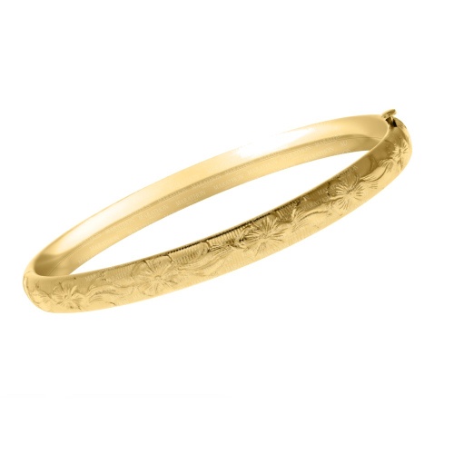 14K Gold Filled Floral Bangle Bracelet for Little Girls - Size 5.25"