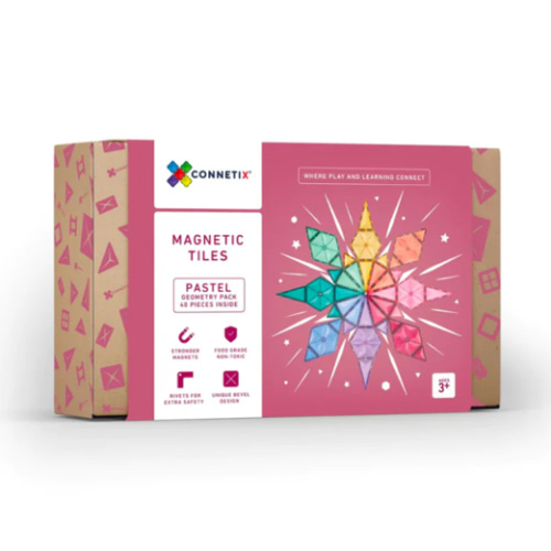 Connetix Magnetic Tiles | Pastel Geometry Pack (40 pcs)