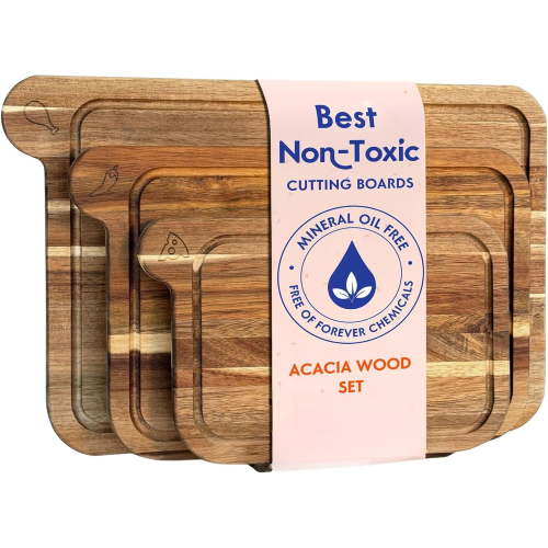 Non-Toxic Wood Cutting Board Set – FSC® Certified Acacia Wood (Set of 3)