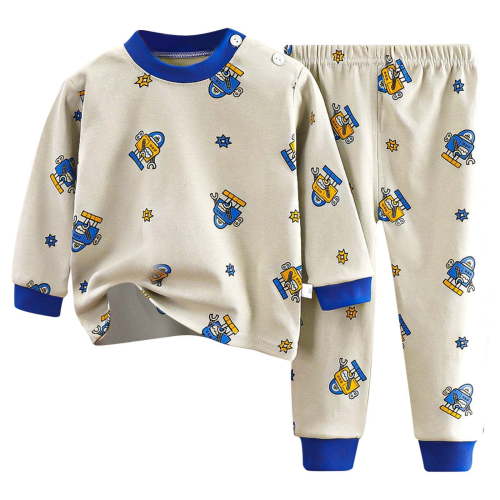 WOYY Newborn Boys Pajama Set Cartoon Printed Long Sleeve Tshirt Pants Children Sleepwear