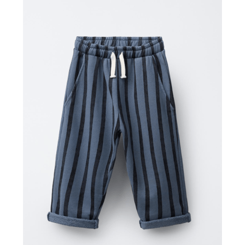 STRIPED BAGGY PLUSH PANTS - Blue / Black | ZARA United States