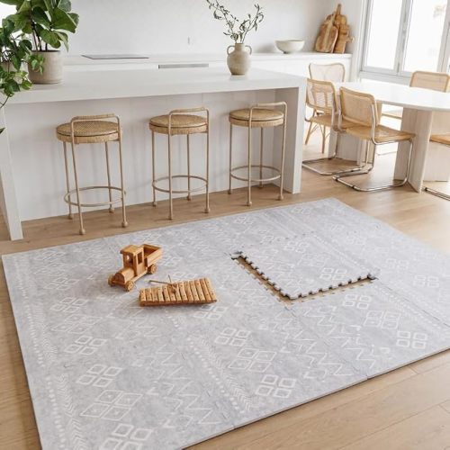 Baby Play Mat for Floor – 6x8ft Vintage Vanilla |PFAS Free Non Toxic Premium EVA Foam Tiles for Tummy Time, Crawling & Playpen – No Loose Edges Floor Mat for Babies & Toddlers (12 Tiles)