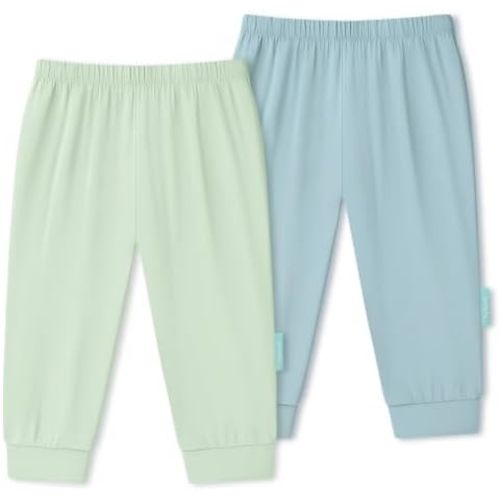 PurComfy Supersoft Baby Pants, 2-Pack Premium Bamboo Viscose Jogger Pants, Elastic Waist, Unisex 0-24 Months