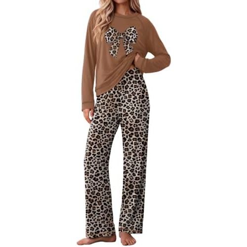Ekouaer Womens Pajamas Long Sleeve Pjs Soft Loungewear 2 Piece Lounge Sets