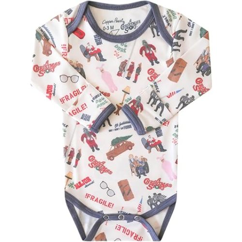 Copper Pearl Long Sleeve Bodysuit Baby: Ultra Soft Baby for Newborns, Boys, and Girls - Stylish, Comfortable, Overlap Shoulders, Premium Knit Fabric - 0-3 Months, A Christmas Story