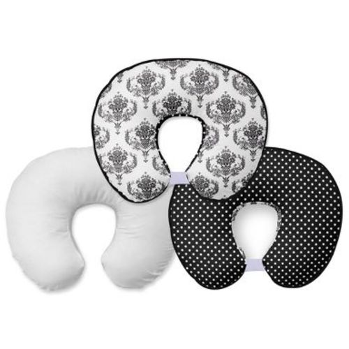 Bacati - 3 pc Classic Damask Black Hugster Feeding & Infant Support Nursing Pillow