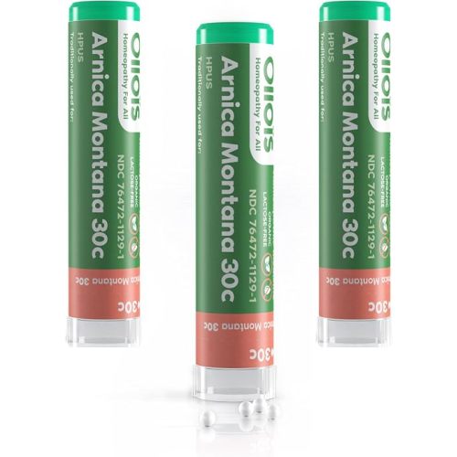 OLLOIS Vegan Arnica Montana 30c - Organic, Lactose-Free Kosher Homeopathic Medicine - 3 Pack (240 Pellets)