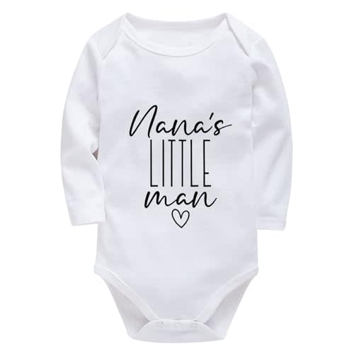 WOOYONGING Nana's Little Man Newborn Clothes Long Sleeve Baby Rompers