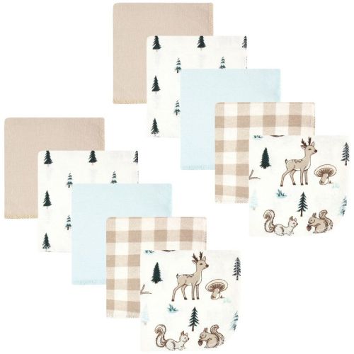 Hudson Baby Infant Boy Flannel Washcloths, Boy Woodland Pals 10Pk, One Size