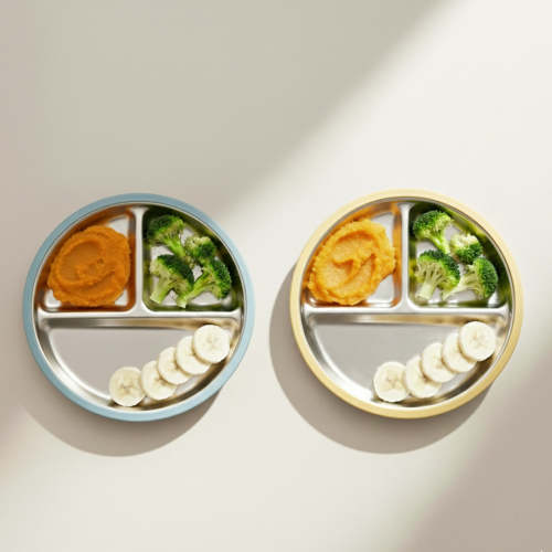 Stainless Steel Plate Set of 2 (Butter Yellow & Baby Blue)