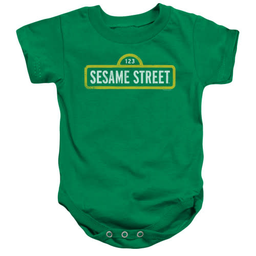 Sesame Street Rough Logo Baby Onesie T-Shirt Kelly Green