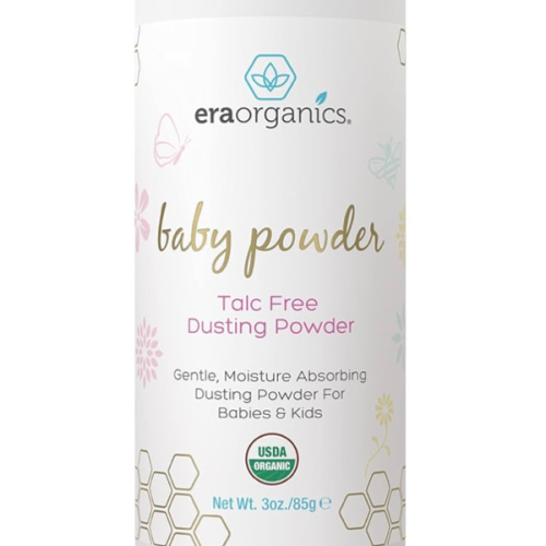 Era Organics Talc-Free Organic Baby Powder - USDA Organic Dusting Powder with Arrowroot, Calendula and Cornstarch for Newborns, Babies or Toddlers - Soothing, Fragrance Free, Made in USA (3oz/85g)