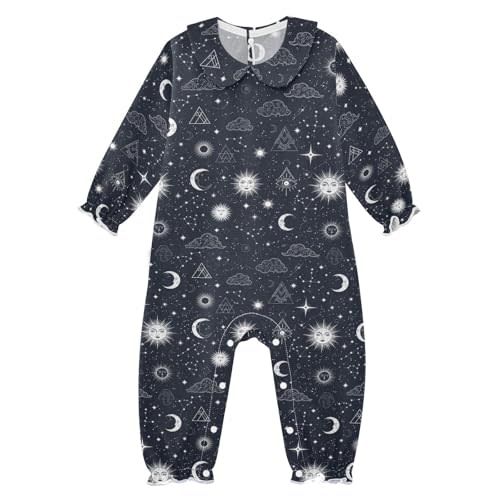 Emelivor Astronomy Stars Clouds Black Baby Girl Romper Clothes Long Sleeve Jumpsuit Baby Girls Sleepers Cotton Outfits,3M
