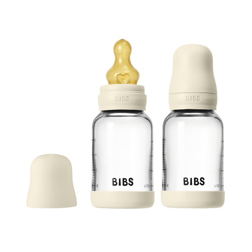 BIBS Glass Baby Bottle 4oz Latex 2-Pack Ivory | Slow Flow – Bibsworld store US