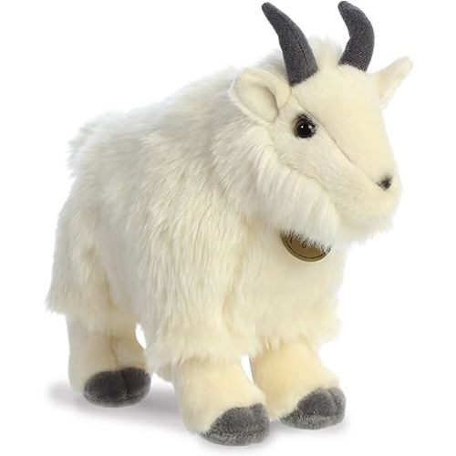 Aurora® Realistic Miyoni® Mountain Goat Stuffed Animal - Lifelike Details Make a Cherished Companion - Perfect for Decorating Bedrooms or Classrooms - White 9.5 Inches