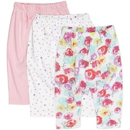 HonestBaby Unisex-Baby Multipack Harem Pants Roomy Fit Pull on Bottoms 100% Organic Cotton for Baby Boys, Girls