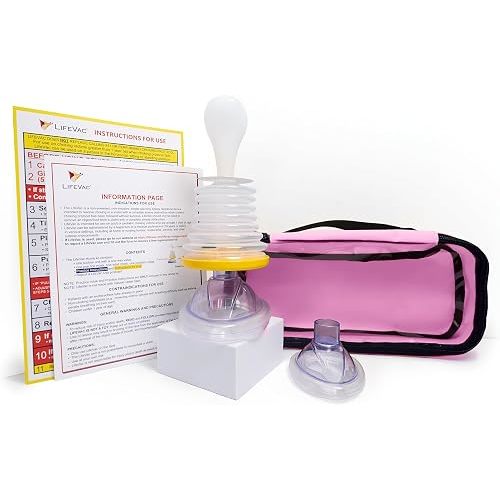 LifeVac Pink Travel Kit - Portable Suction Rescue Device, First Aid Kit for Kids and Adults, Portable Airway Suction Device for Children and Adults
