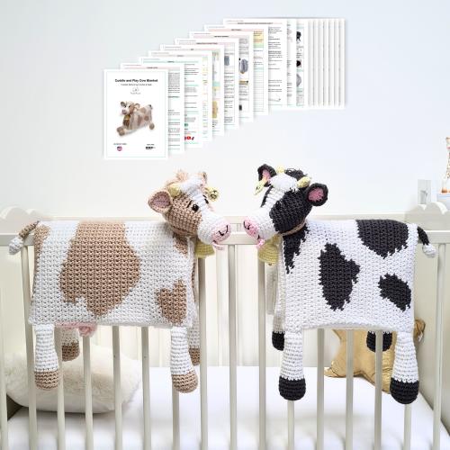 ORIGINAL Folding Cow Baby Blanket Crochet Pattern | Cuddle and Play Cow Blanket Toy Crochet Pattern | Baby, Child and Adult Size Blanket