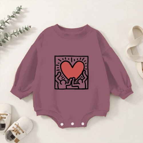 Keith Haring Love Baby Romper Sweatshirts, Pop Art, Baby Romper Sweatshirts Unisex Kids's 3-6M Mauve sold by Reckoning Odelle | SKU 1728807467 | Printerval