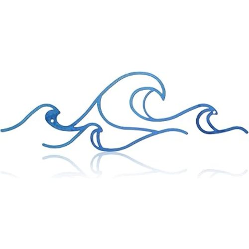 Seeloowy Wave Wall Decor Blue Metal Wire Wall Art Ocean Coastal Sea Beach Pictures Surf Nursery Themed Hanging for Home Living Room Summer Seaside Decoration for Bedroom Bathroom