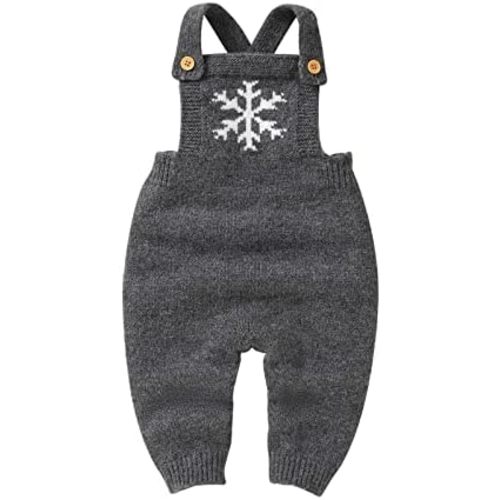 Newborn Baby Girls Boys Knit Romper Overalls Christmas Snowflake Sweater Jumpsuit 1st Birthday Photo Shoot Outfit