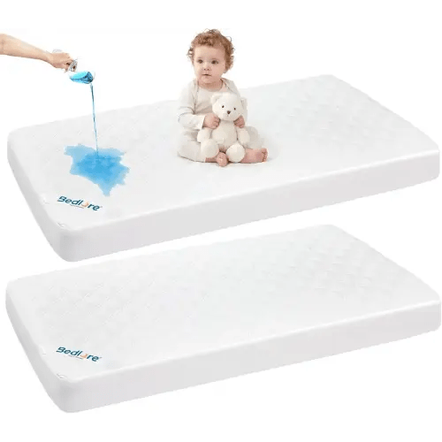 BEDLORE Crib Mattress Protector Waterproof 2 Pack for Standard Toddler Bed