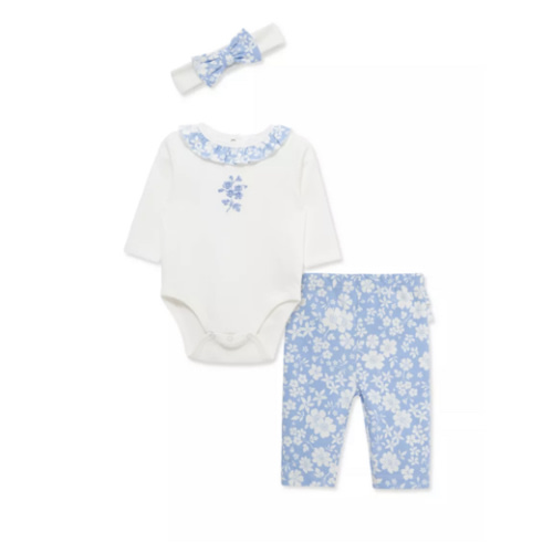 Little Me Baby Girls Floral Bodysuit Pant Set with Headband | Belk