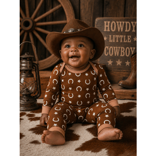 Western Cowboy Rusty Horseshoe Bamboo Baby Outfit | Soft & Breathable – SpearmintLOVE