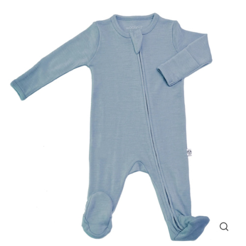 Footie Pajamas, Merino Wool, Blue