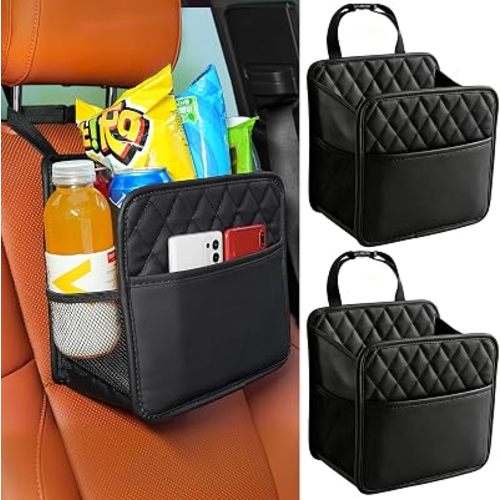 FrgKbTm 2Pack Car Seat Back Organizer, Waterproof Car Backseat Organizer with Cup Holders Large Capacity Hanging Car Storage Bag for Phones Documents Cups Bottle Travel Compatible with Most Vehicles