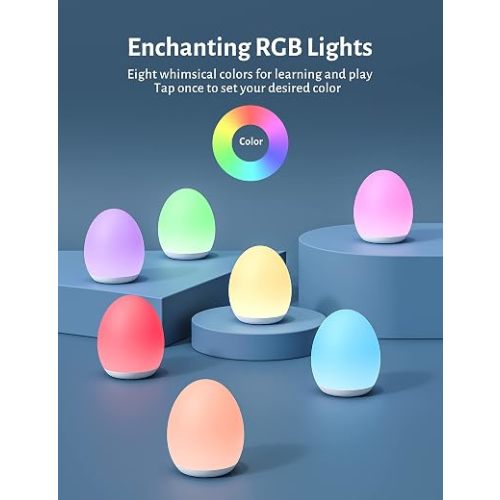 Night Light for Kids, Baby Night Light with 7 Colors Changing Mode & Stepless Dimming, Nursery Night Light BPA Free,Rechargeable Egg Night Light for Breastfeeding 1h Timer & Touch Control