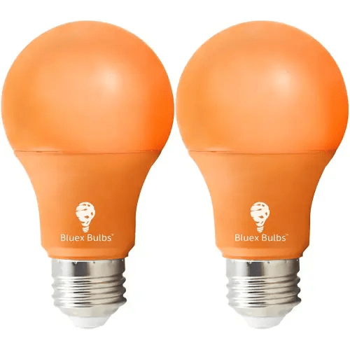 Bluex Bulbs 2 Pack Bluex LED A19 Orange Light Bulb - 7W (50Watt Equivalent) - E26 Base LED Orange Bulb, Party Decoration, Porch, Home Lighting, Holiday Lighting, Decorative Illumination (Orange)