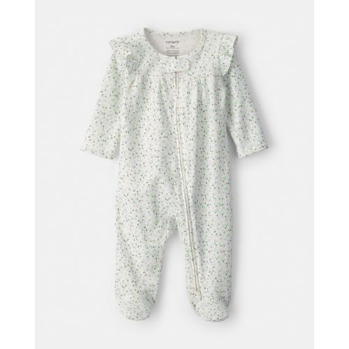 Baby Girl Floral 2-Way Zip 100% Cotton Sleep & Play Pajama - Green/Ivory | Carter's