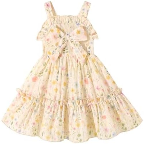 HAPPYMA Toddler Dress Baby Girl Summer Clothes Bowknot Ruffle Sleeveless Long Sundress Princess Party Outfits