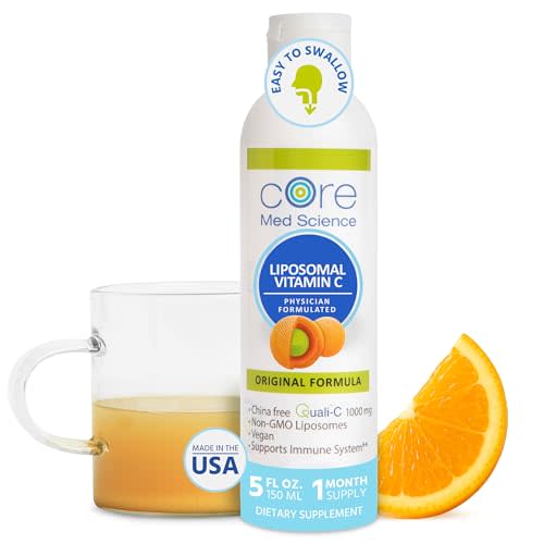 Core Med Science Liposomal Vitamin C 1000mg Liquid - Original Formula, 5 Fl Oz - Natural Liposomal Vitamin C Supplement Non-GMO - Immune System Booster for Adults - Supports Collagen Formation