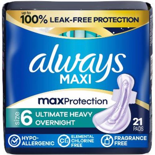 Always Maxi Protection Overnight Heavy Extra Long Menstrual Pads - 21ct