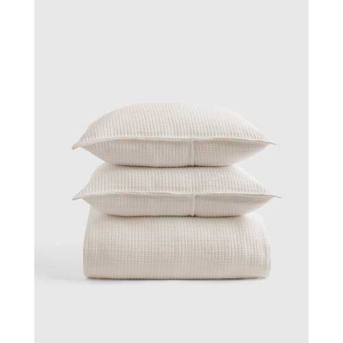 Organic Ribbed Cotton Coverlet Set in Ivory