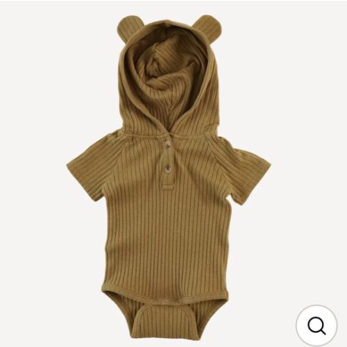 short sleeve bear bodysuit | fennel | organic cotton wide rib