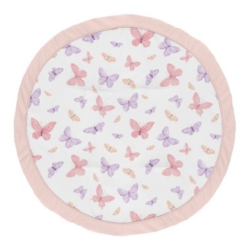 Sweet Jojo Designs Girl Baby Tummy Time Playmat Butterfly Blush Pink and Purple