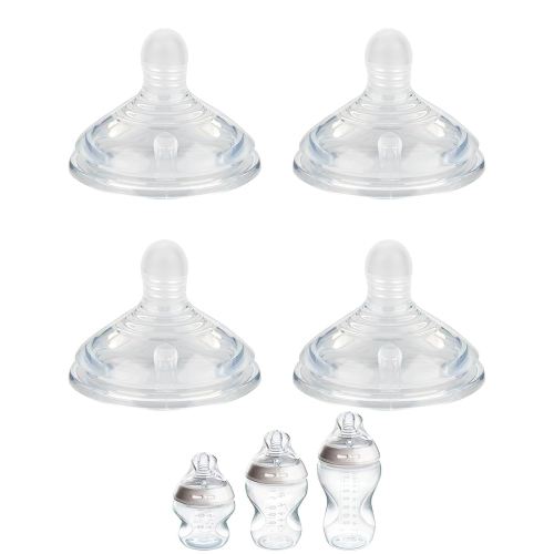 Silicone Nipple (S) for Tommee Tippee Natural Start Anti-Colic Baby Bottles, Slow Flow, 0m+, 4 Count