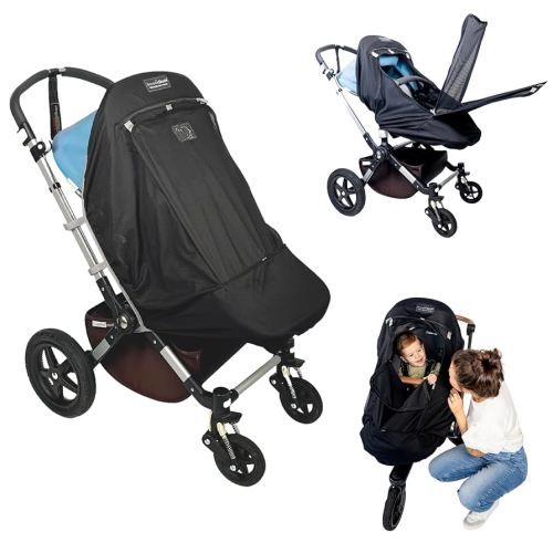 SnoozeShade Plus Extra Stroller Sun Shade & Mosquito Net – Breathable Mesh with Peek‑a‑Boo Window – Universal Fit for Travel, Umbrella & Jogging Strollers – Blocks 99% UV