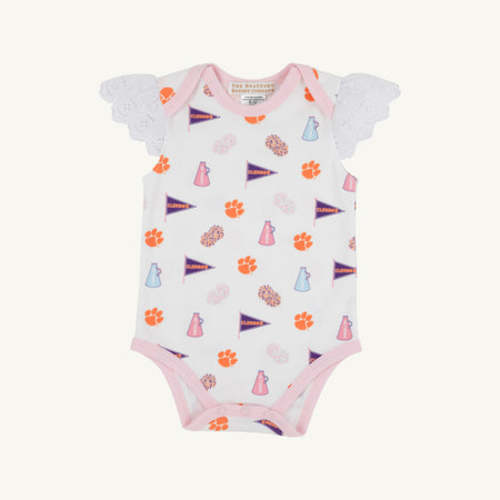 Clemson Wendy Onesie - Tiger Triumph with Palm Beach Pink
