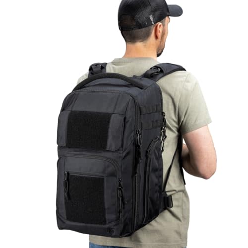 Tactical Baby Gear Everyday Tactical Diaper Backpack - Black | Dad-ready diaper backpack with changing mat, stroller straps, built-in wipes access and cooler pouch.