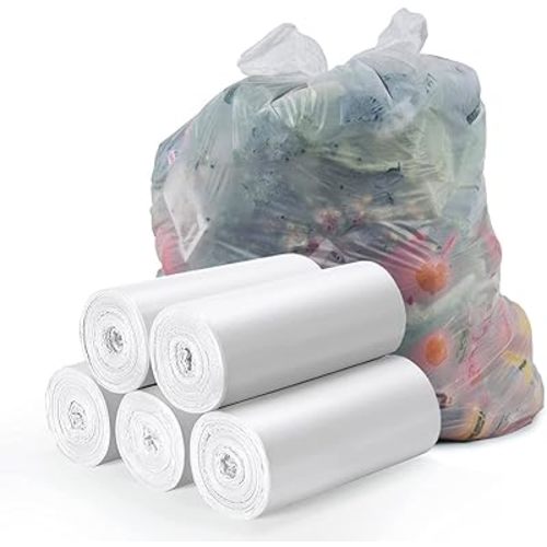 Small Trash Bags 1.2 Gallon, Biodegradable Gallon Waste Bag, Mini Compostable Strong Bathroom Wastebasket Can Liners Garbage Bags for Home Office Kitchen Fit 5 Liter 5L, 1 Gal, White