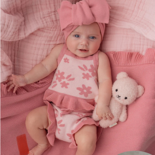 Knit Summer Set | Daisy Floral Strawberry