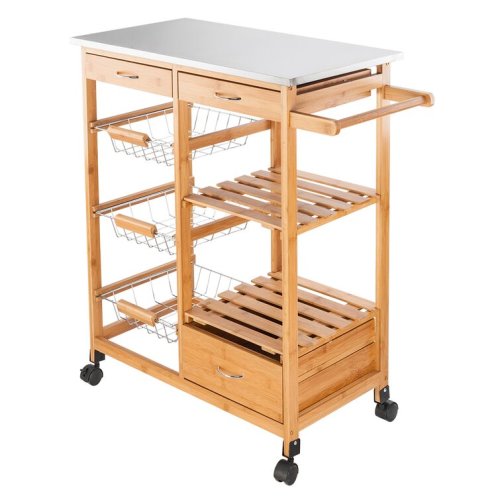 Hinckley 29.13'' Wide Rolling Kitchen Cart with Stainless Steel Top