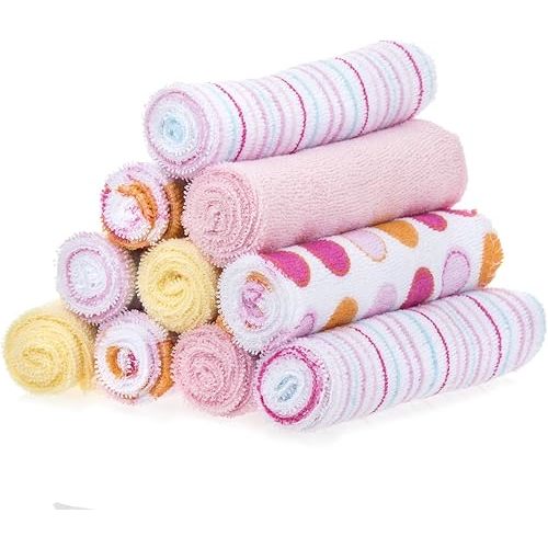 Spasilk Baby 10 Pack Soft Terry Bath Washcloth Wipes