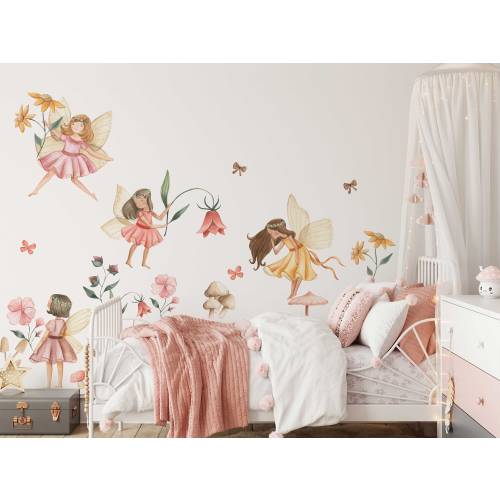 Fairy Wall Decal | Watercolor Fairies Wall Decal | Nursery Fairytale Sticker | Removable Decals | Fairy Sticker