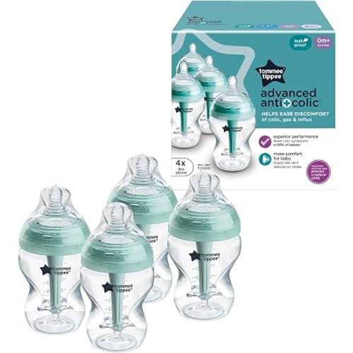 Tommee Tippee Advanced Anti-Colic Baby Bottles, Newborn 0m+, 9oz